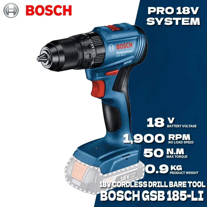 Bosch Drill Gsb 18V - BOSCH GSB 185-LI Brushless Cordless Impact